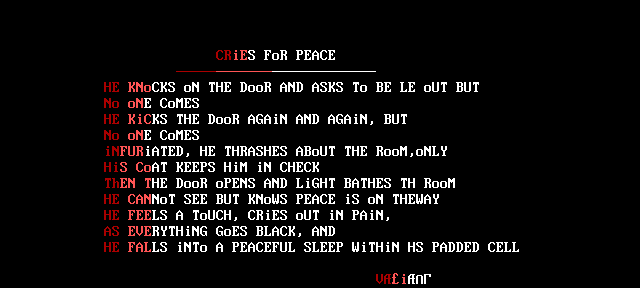 cries for peace by valiant