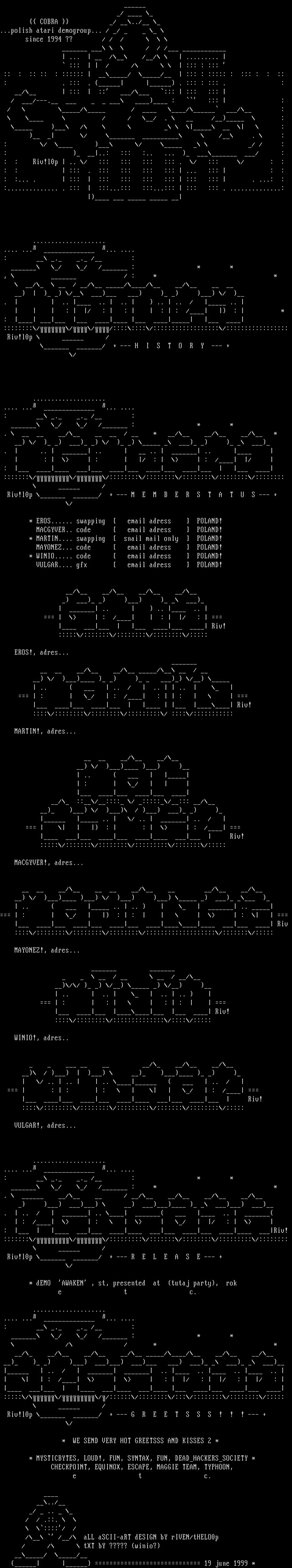 CoBrA InFoFiLe (atari!) by Riven!