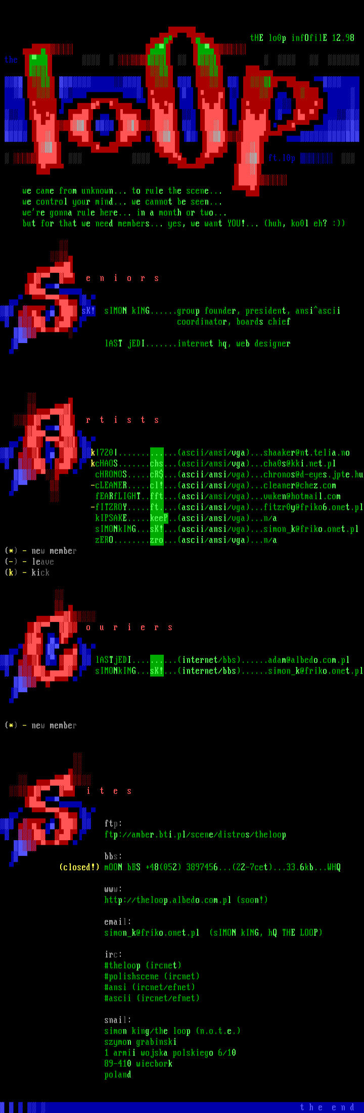 tHElo0p infofile 12/98 by thE lo0p stuff