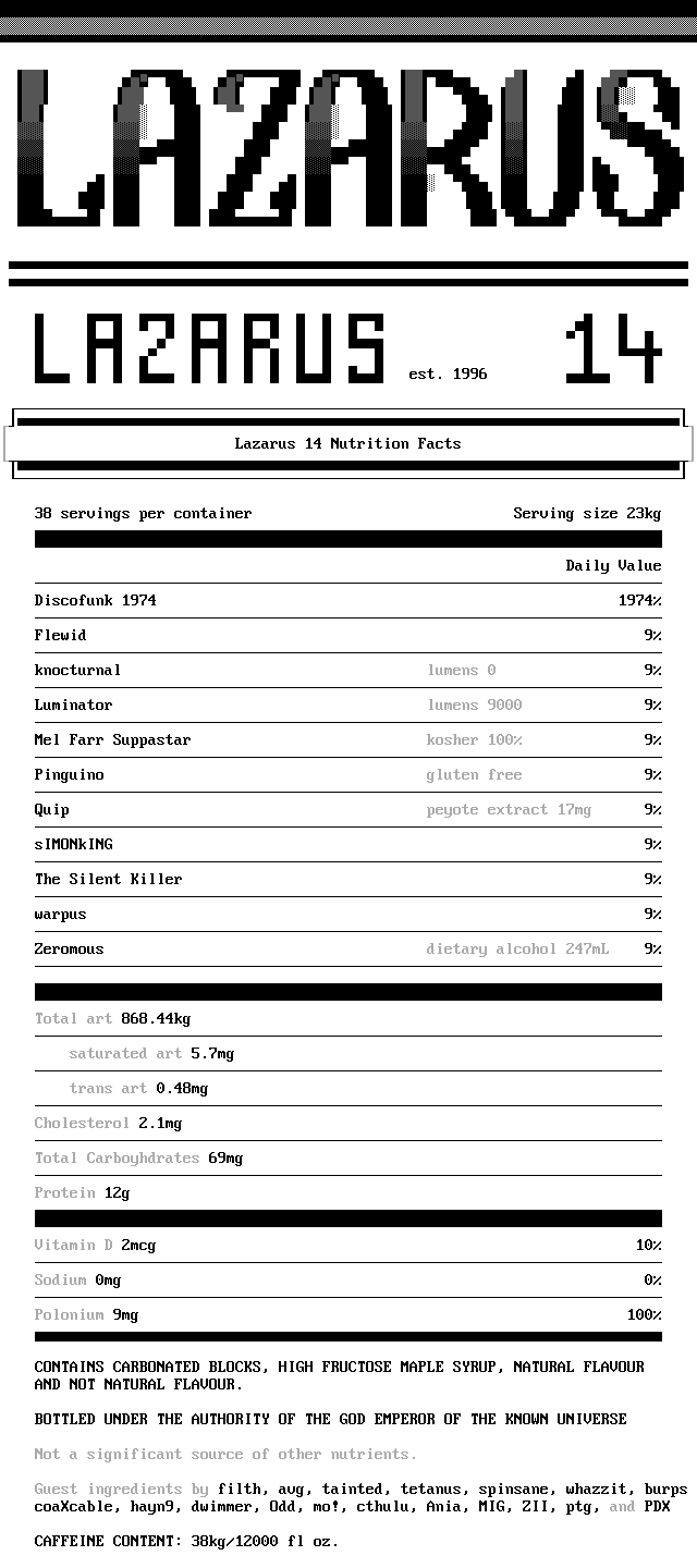LAZ 14 NUTRITION FACTS by warpus
