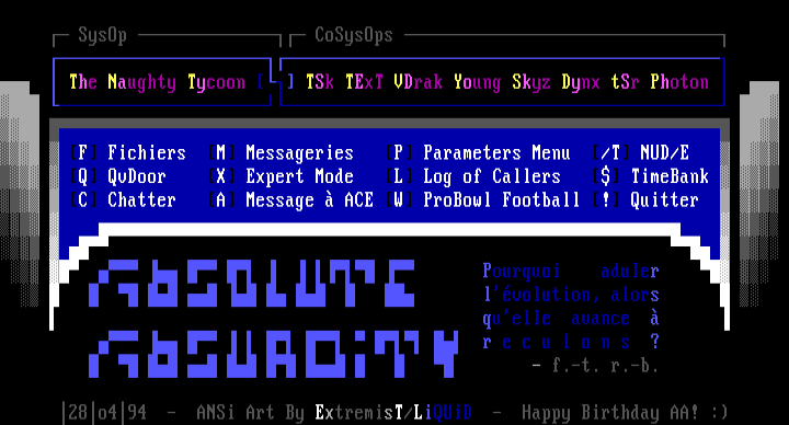 Absulute Absurdity Main Menu by The ExtremisT