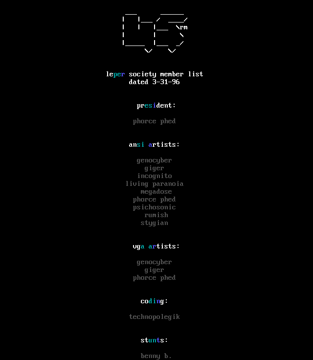 leper society member list - 3/96 by n/a