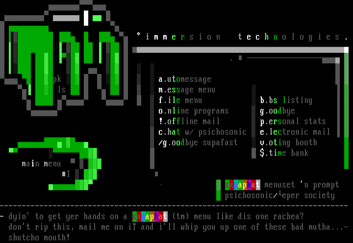 immersion technologies main menu by psichosonic