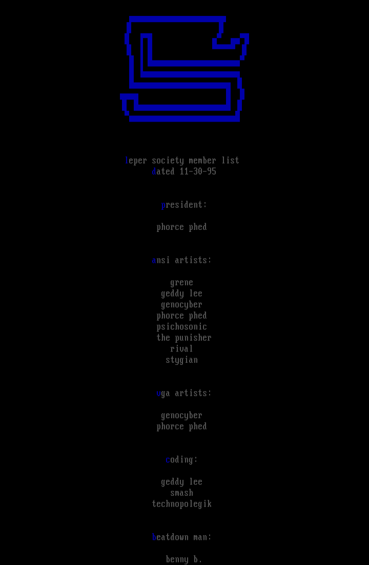leper society member list - 11/95 by n/a