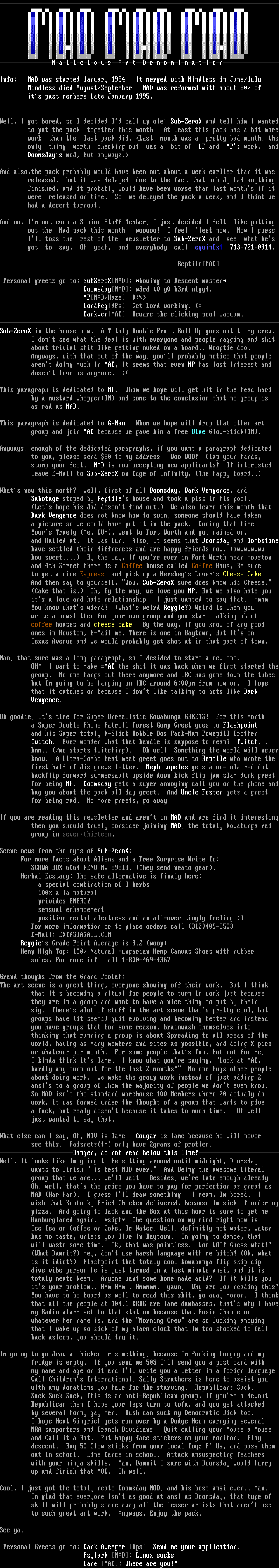 The All-Awaited MAD Newsletter by SubZeroX & Reptile