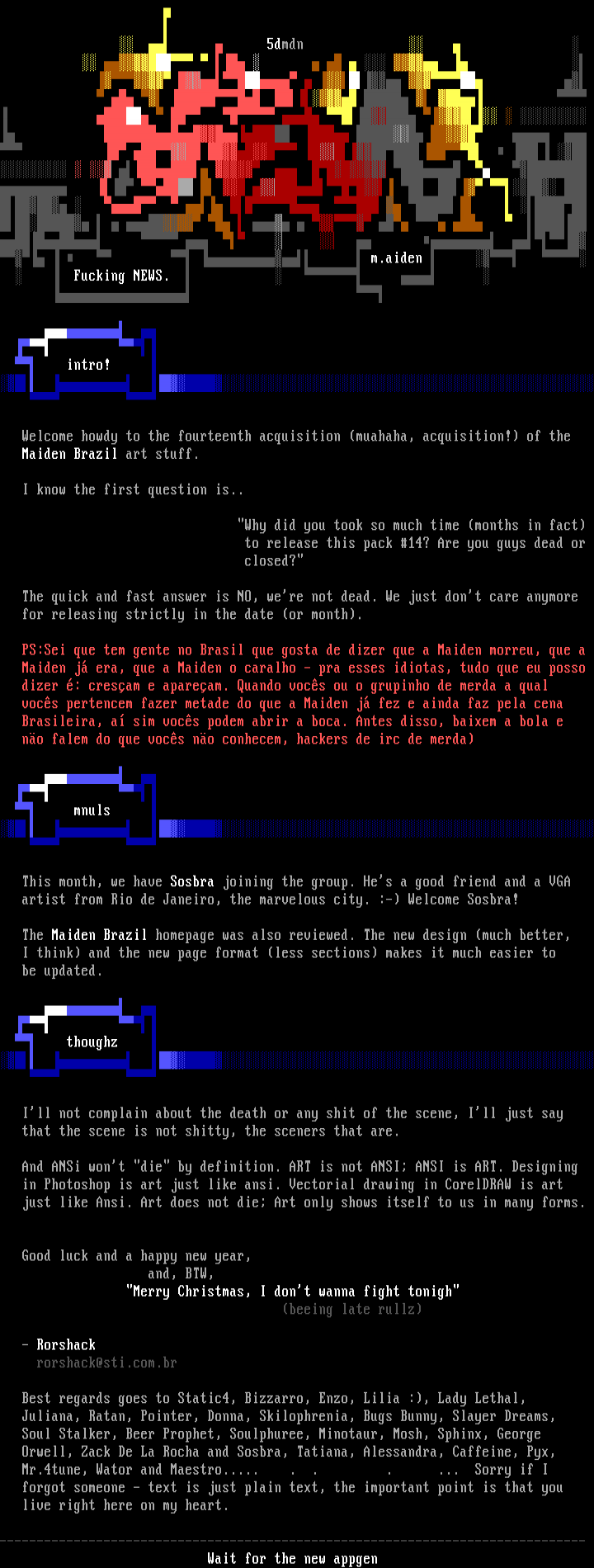 maiden brazil: news file #14 by maiden staffado