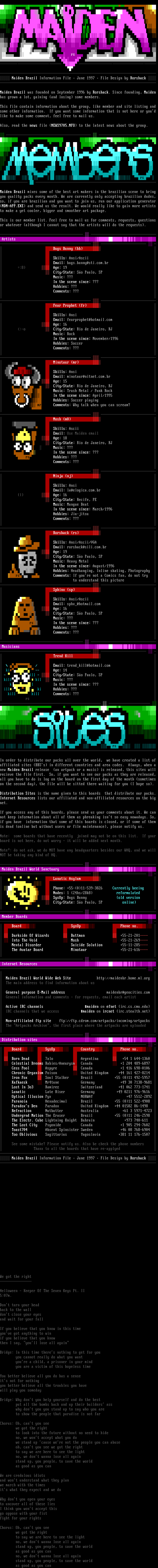 maiden: info file - july 1997 by maiden staff