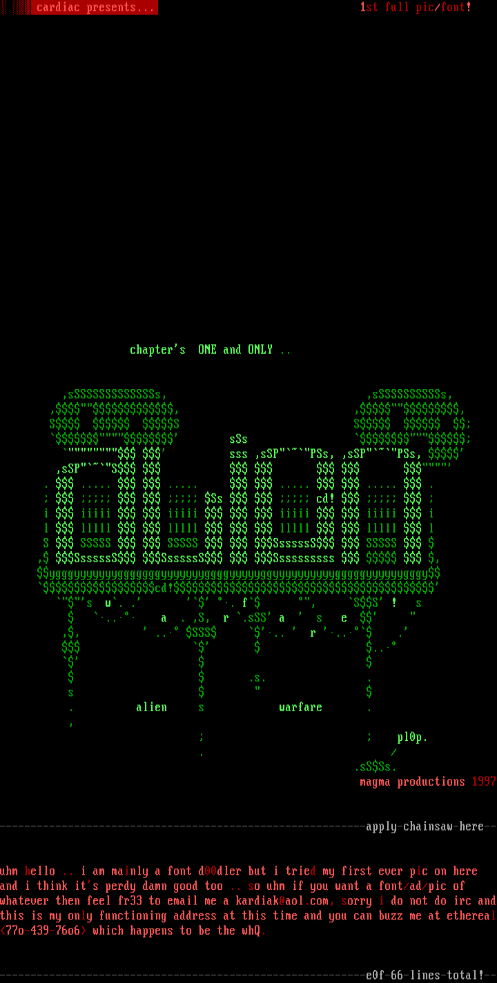 alien warfare pic/font #1 by cardiac
