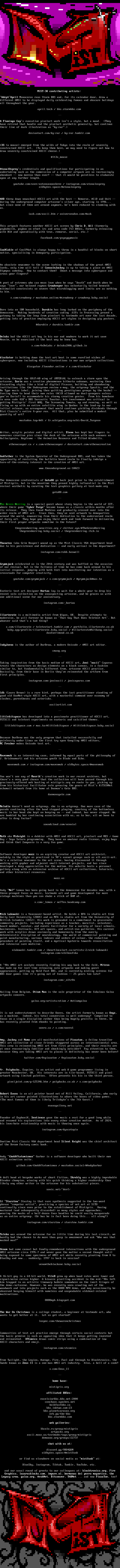 MIST-30 list of contributors by Cthulu / ZII / LDA
