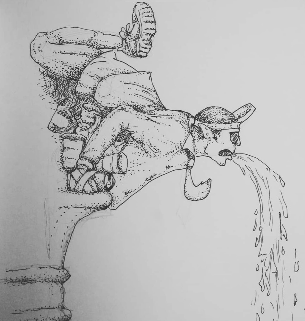 Frat boy gargoyle by Theresa Oborn