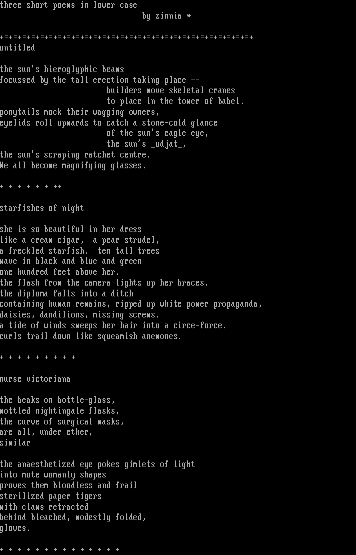 3 poems written in 3 minutes each by Zinnia Rock