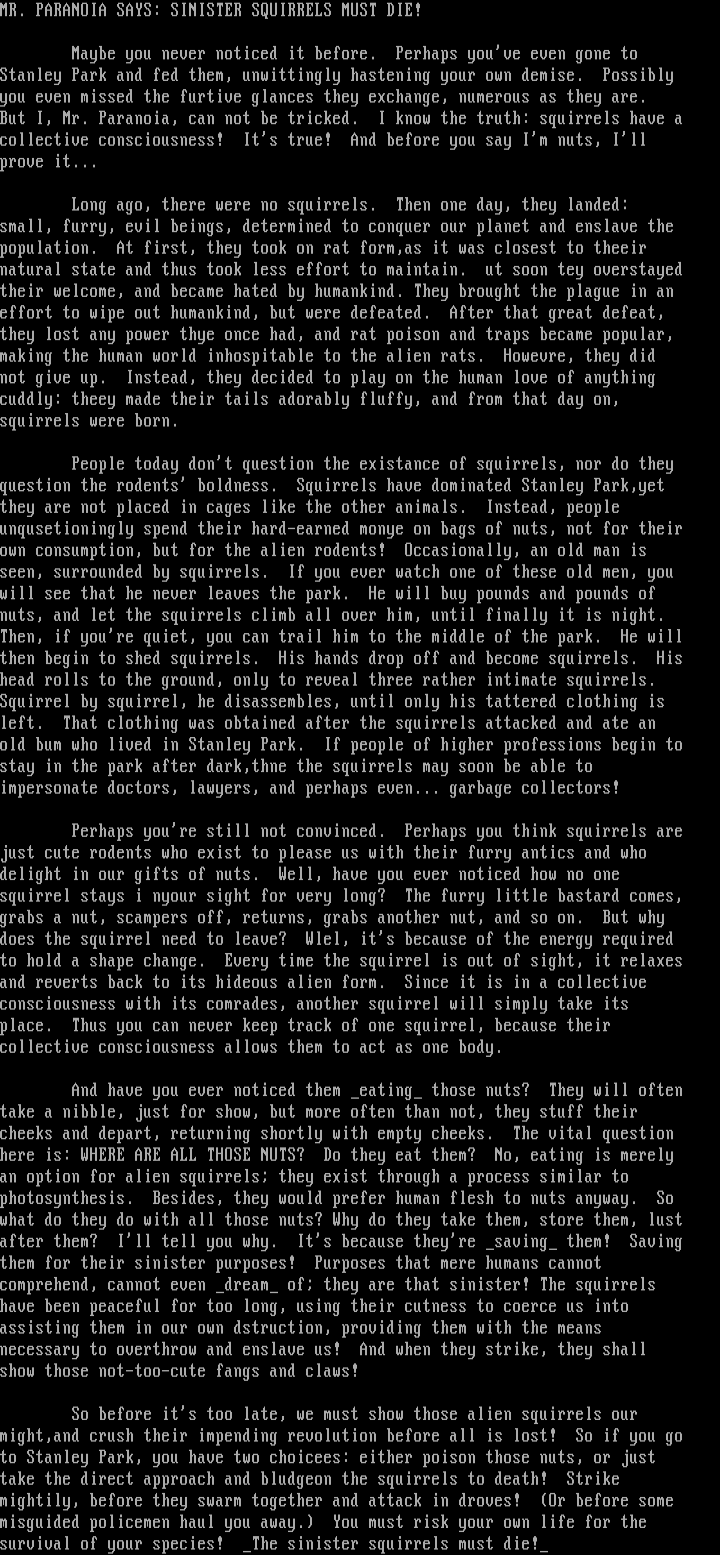 MR. PARANOIA SAYS... SINISTER SQUIR by Eoanya