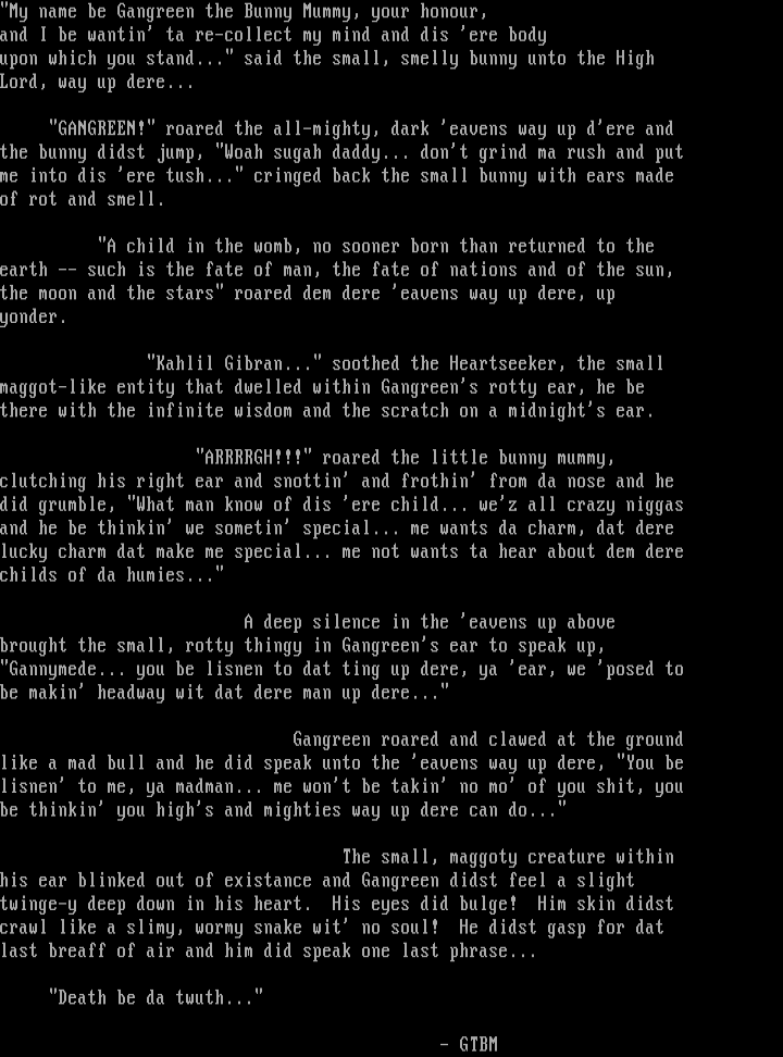 Gangreen the Bunny Mummy's Death by Gangreen