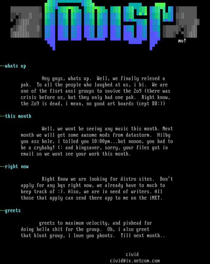 August 1995 Infomation by Moist