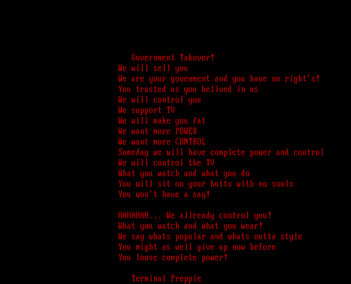 Government Takeover by Terminal Preppie