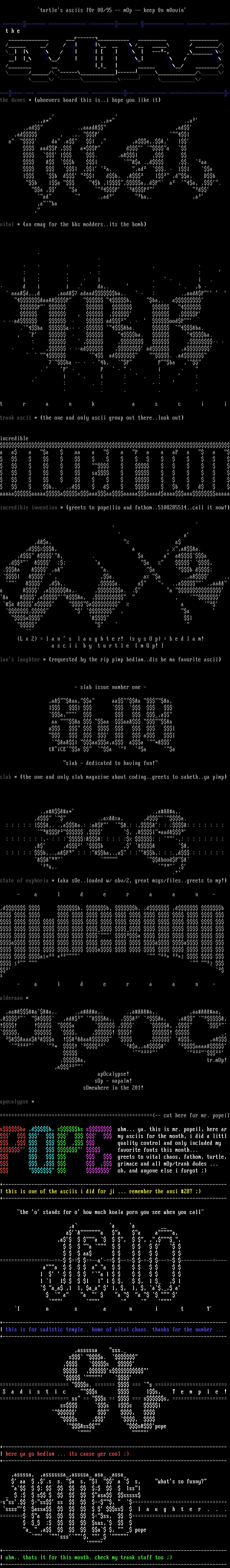 august '95 ascii colly by turtle & mr. popeil