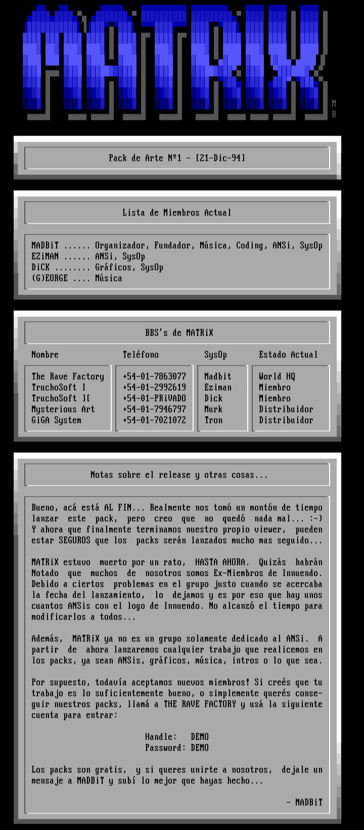 MATRiX Info File - Spanish Version