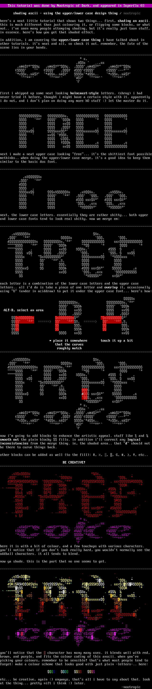 Ascii Font Tutorial by Nootropic