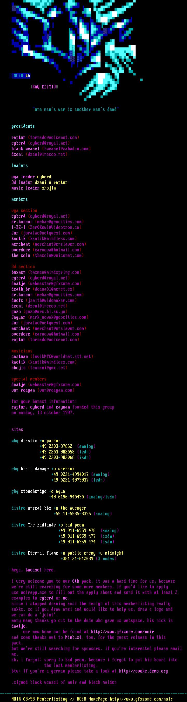 NOiR INFORMATION FILE by NOiR 1998