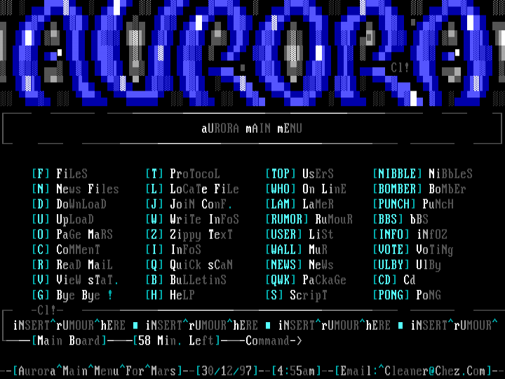 aURORa mAIn mENu by cLEANEr