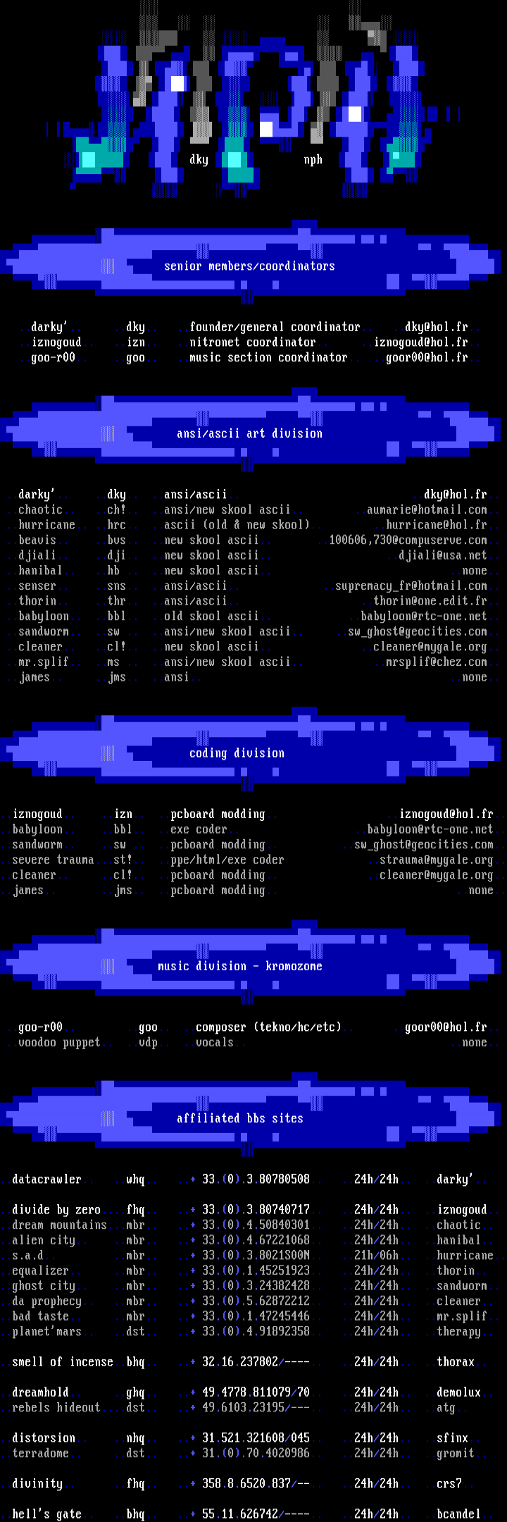 .% 08/97 member / site list %. by darky'