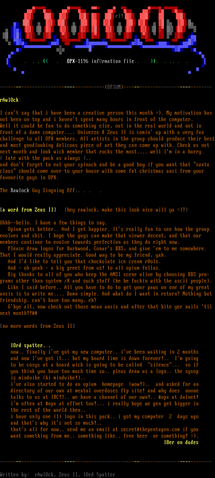 November 1996 Information File by Some Seniors