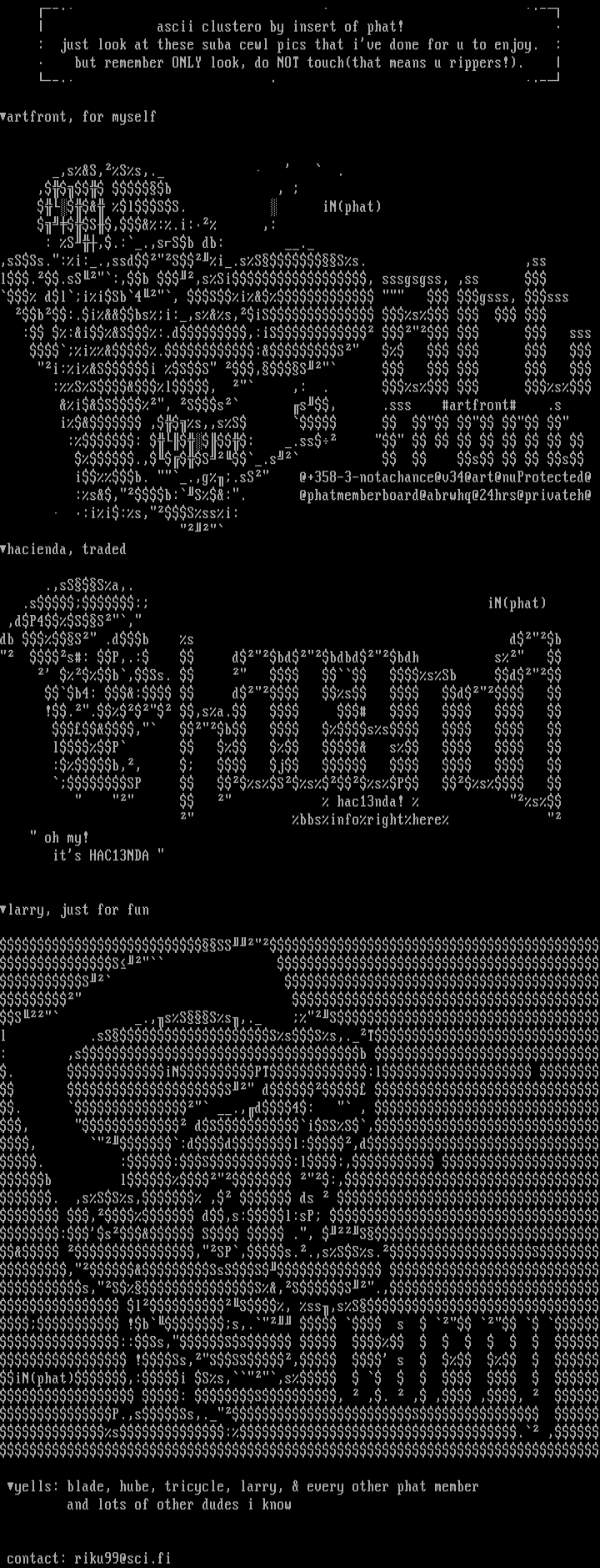 ascii cluster #i 1296 by insert