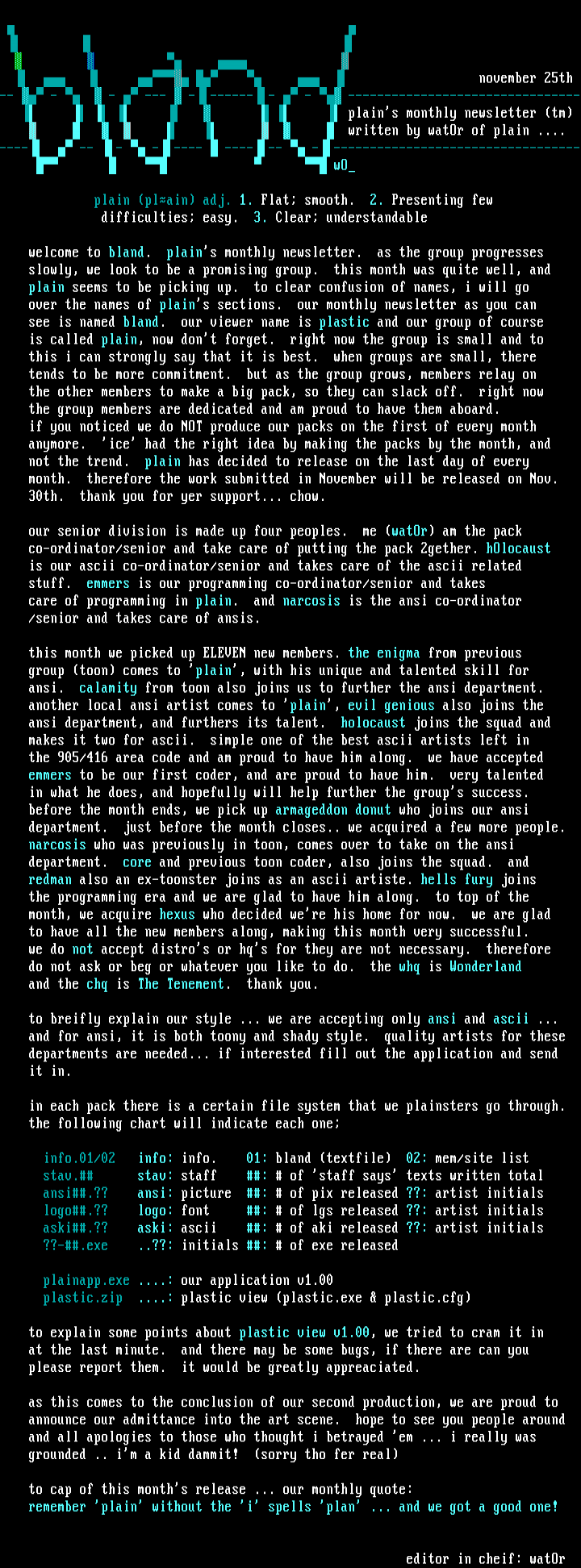 bland: november issue by watOr