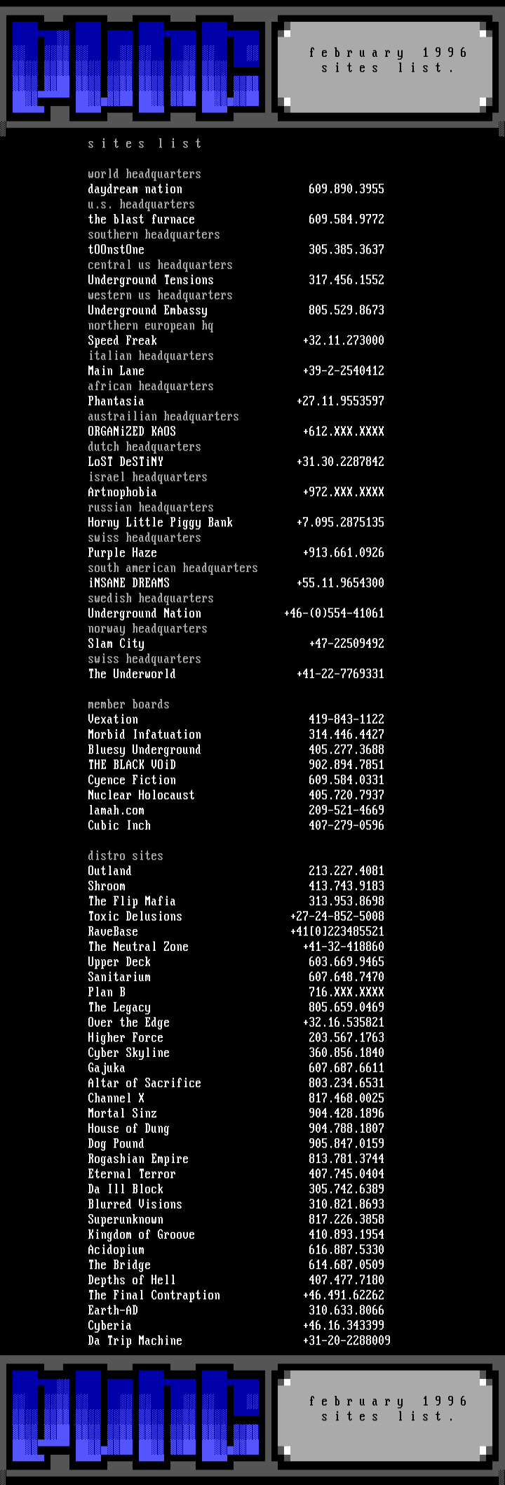 february site list