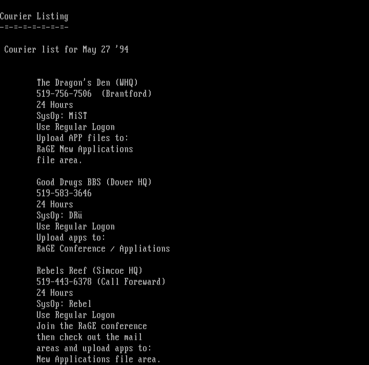 RaGE 08/94 Courier List by MiST