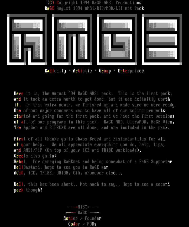 RaGE 08/94 Information File by MiST