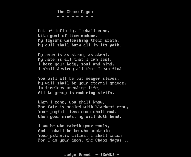 The Chaos Magus by Judge Dread