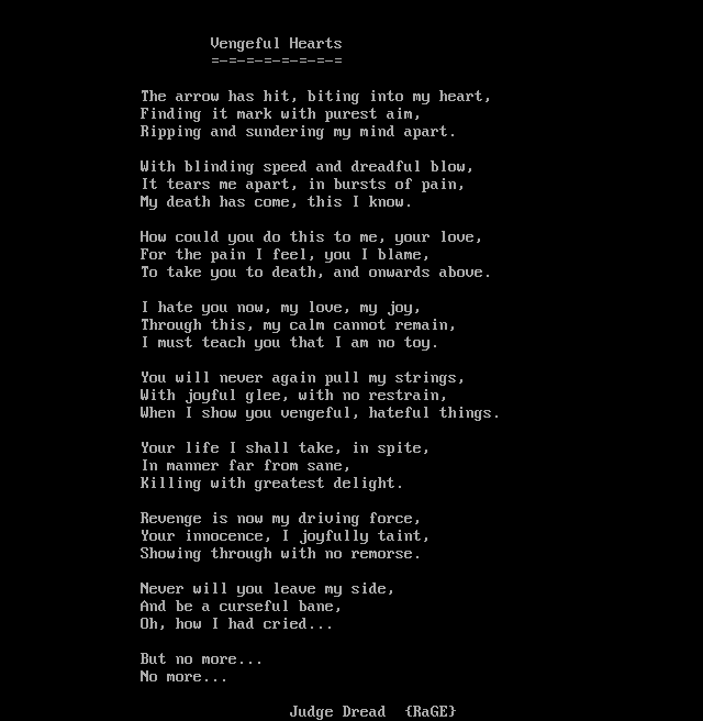 Vengefull Hearts by Judge Dread