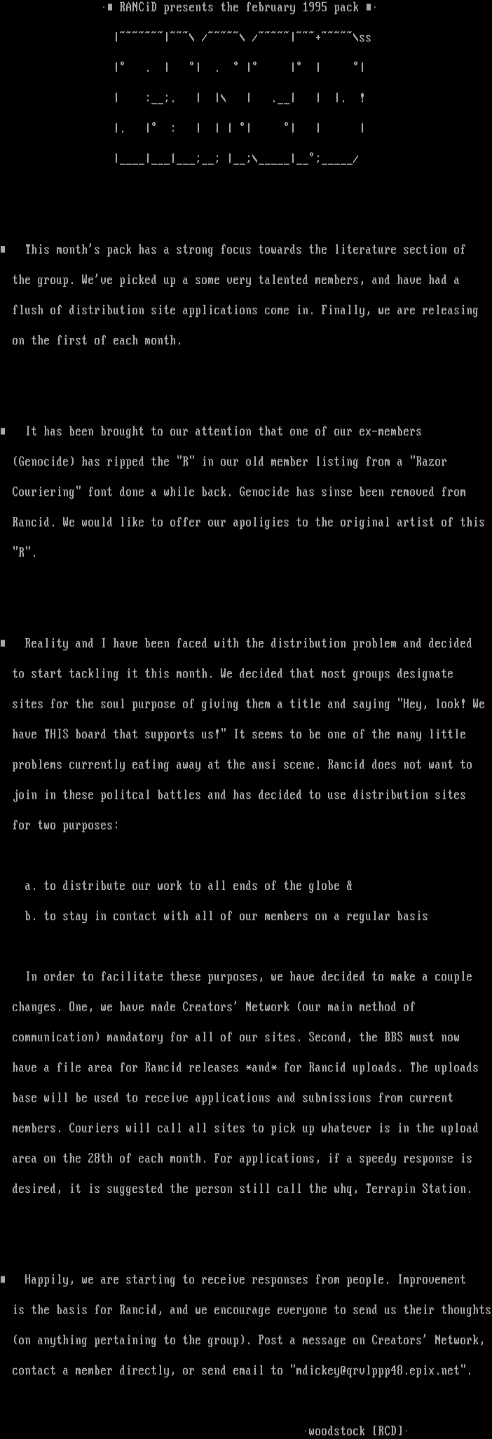 Rancid 2/95 Info by woodstock