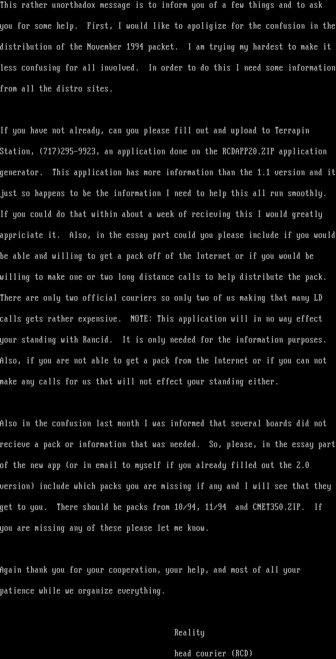 Msg To Distro Sites! by Reality