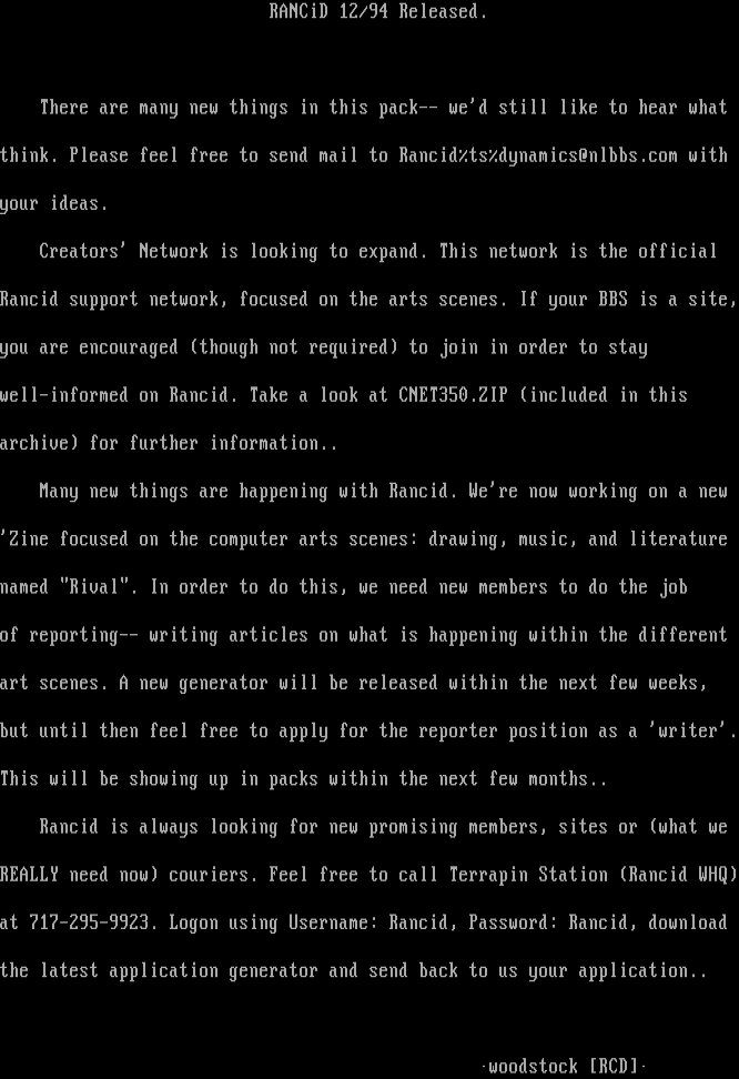 Rancid 12/94 Group Info by woodstock