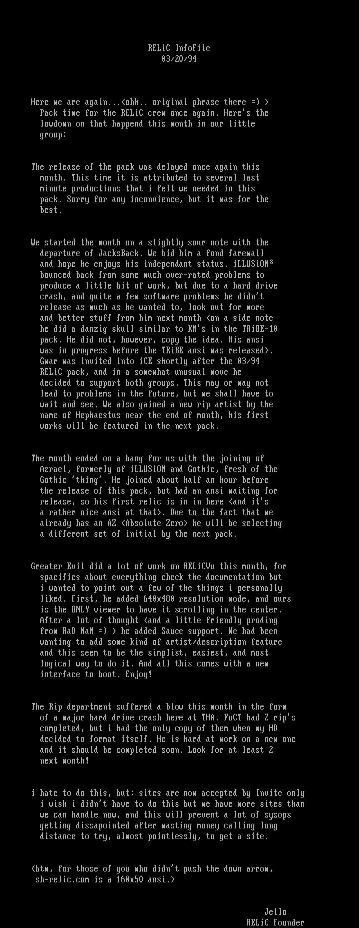 RELiC Information by Jello