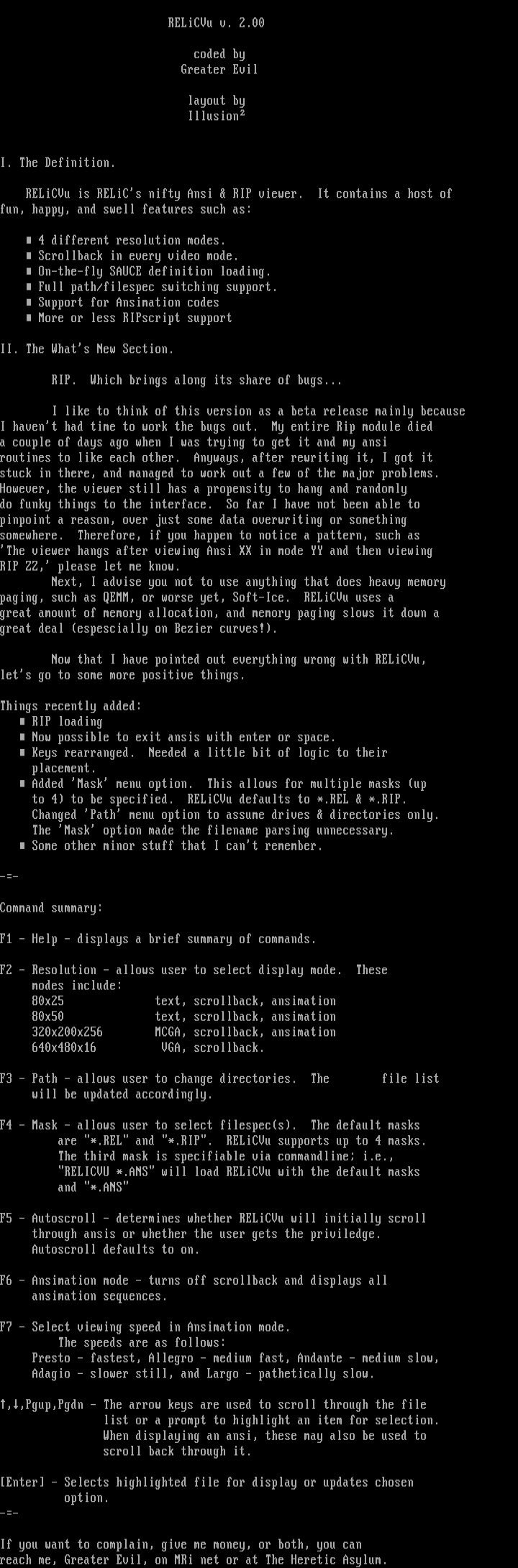 RELiCVu Documentation by Greater Evil