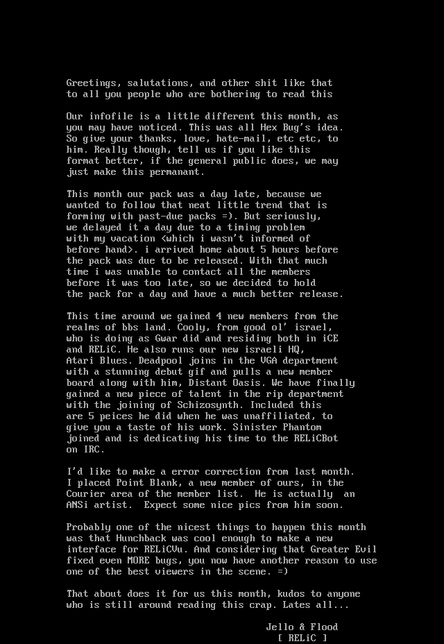 Infofile for 08/94 by Jello & Flood