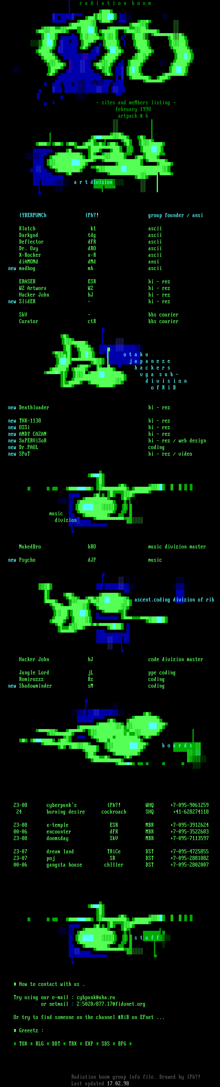 Radiation boom group info by {YBERPUNCh