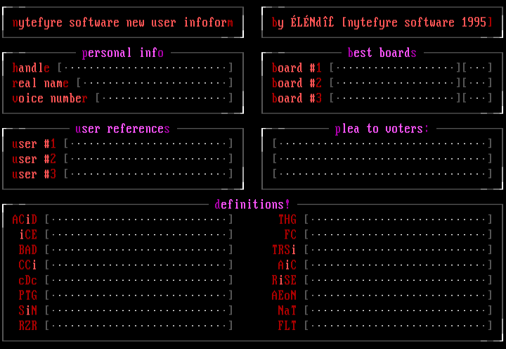 NyteFyre New-user Infoform by Elendil