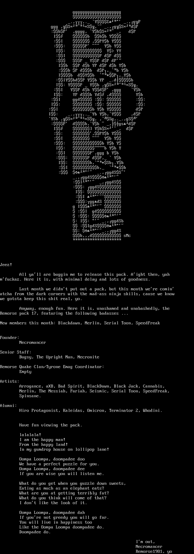Remorse Pack 17 Information by Remorse Staff