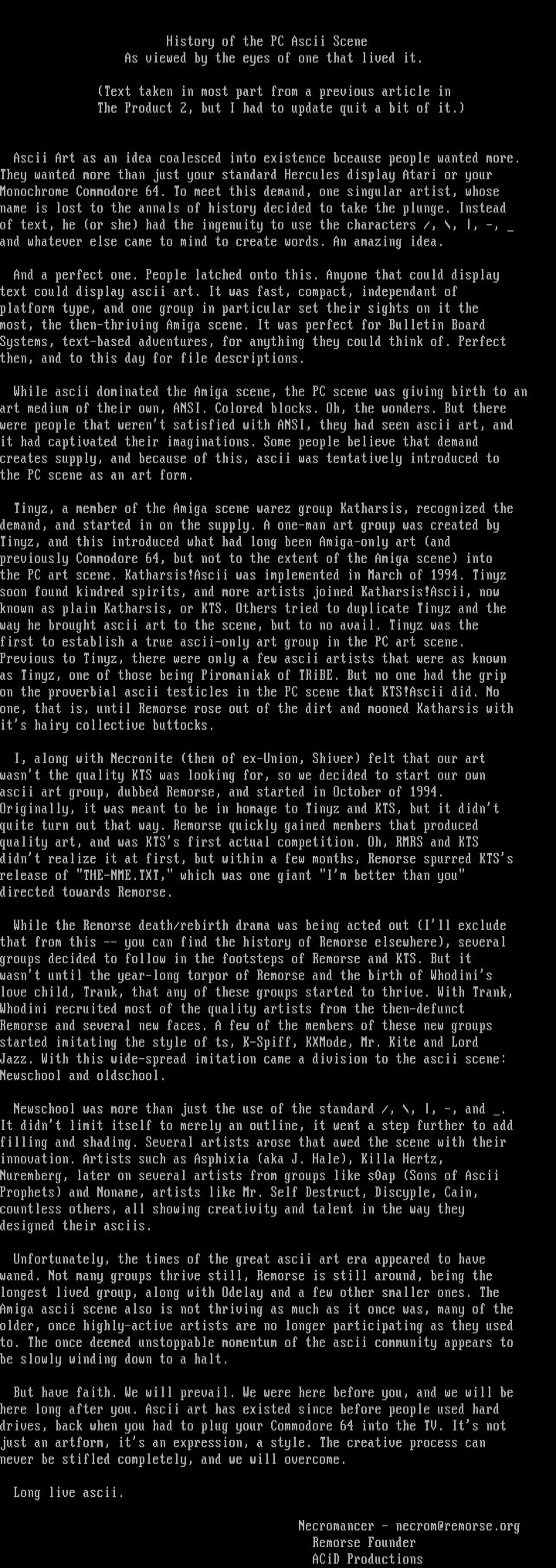 History of PC Ascii by Necromancer