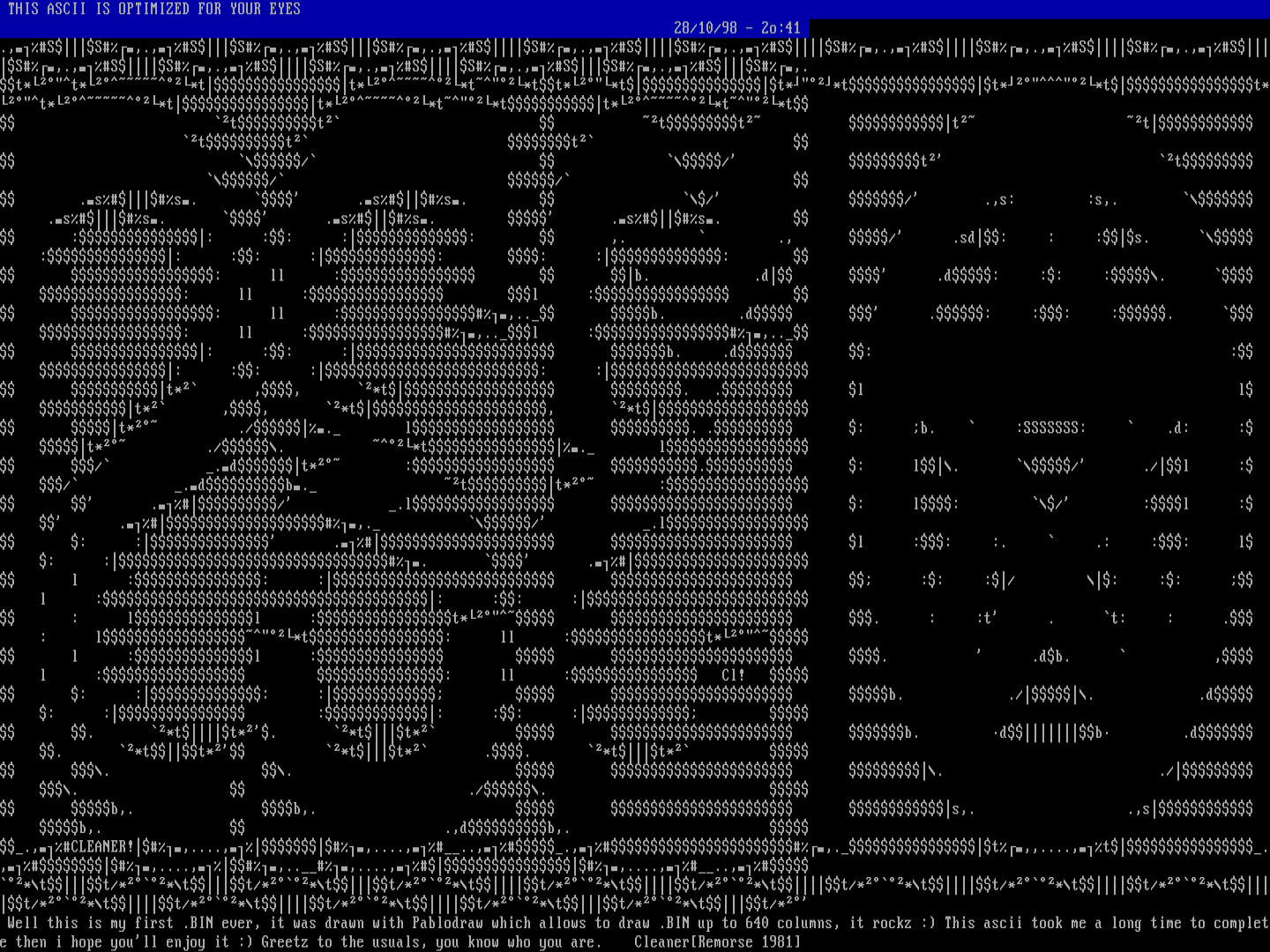 Remorse (320 columns in Acidview) by Cleaner