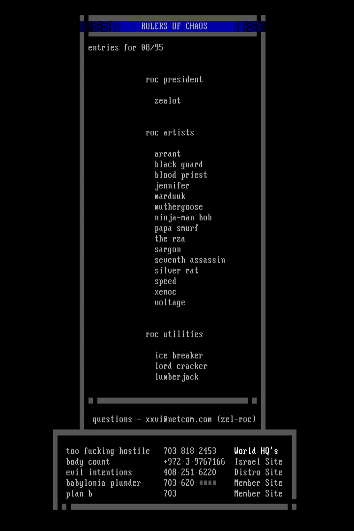 08/95 Info Listing by Zealot