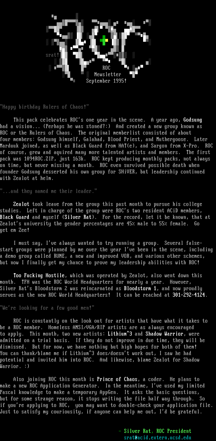 September 1995 Newsletter by Silver Rat