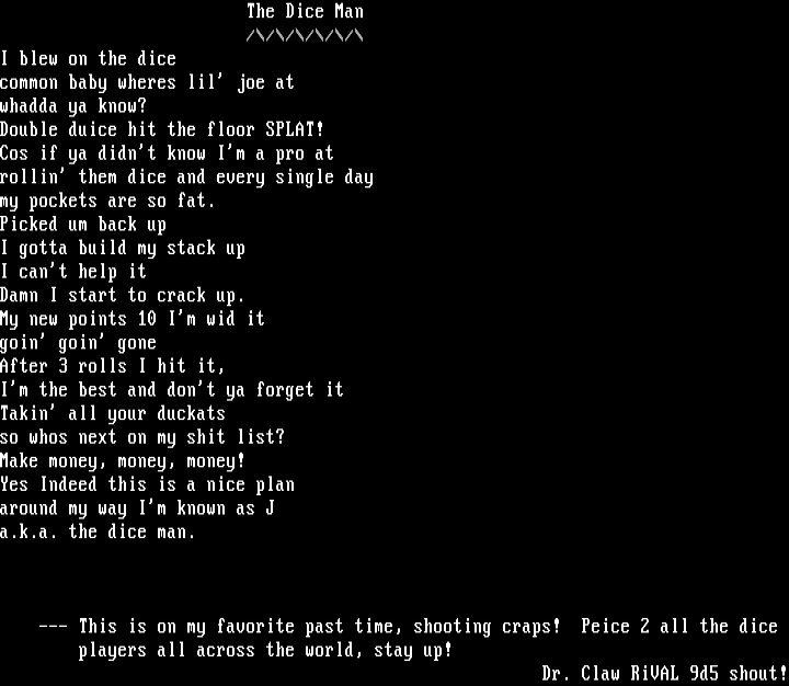 The Dice Man by Dr. Claw