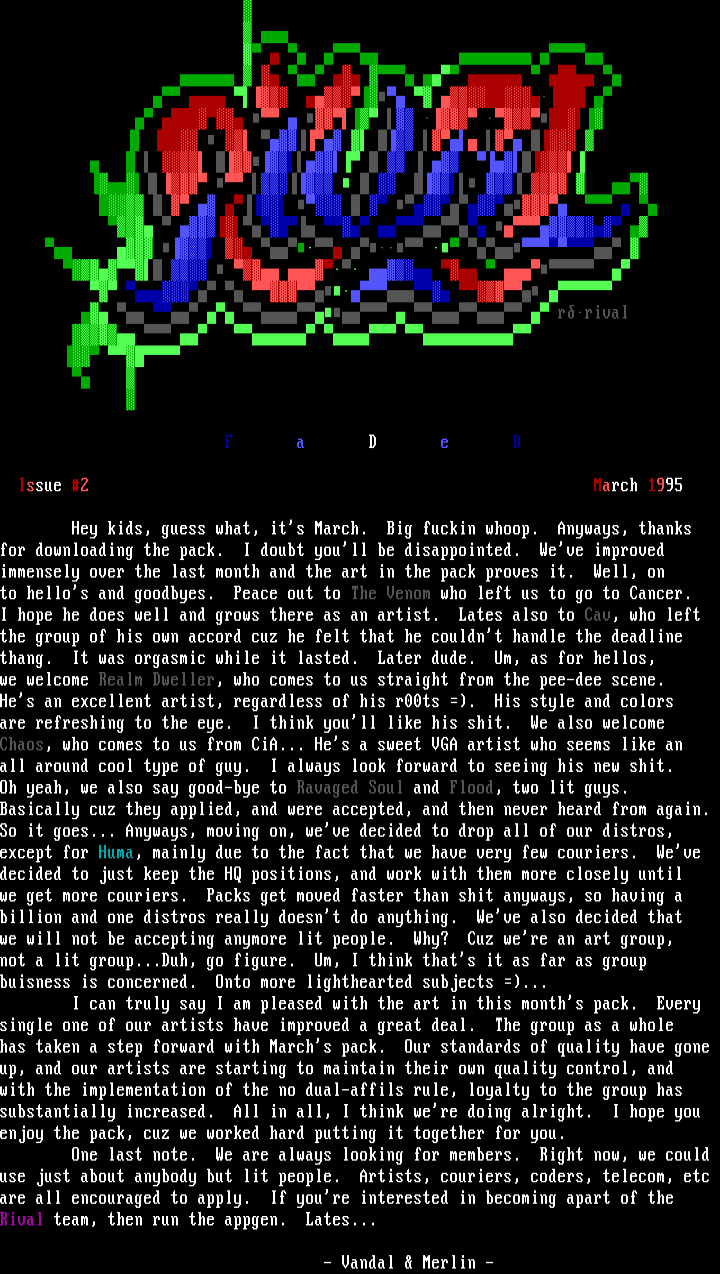 Rival March 1995 Newsletter by Rival