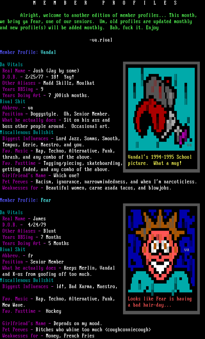 Rival March 1995 Member Profiles by Rival