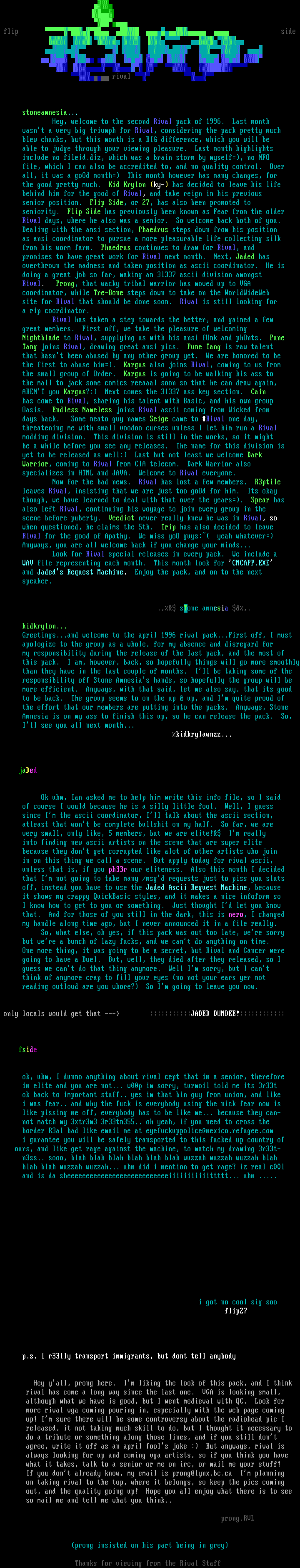 rival info file by rival staff